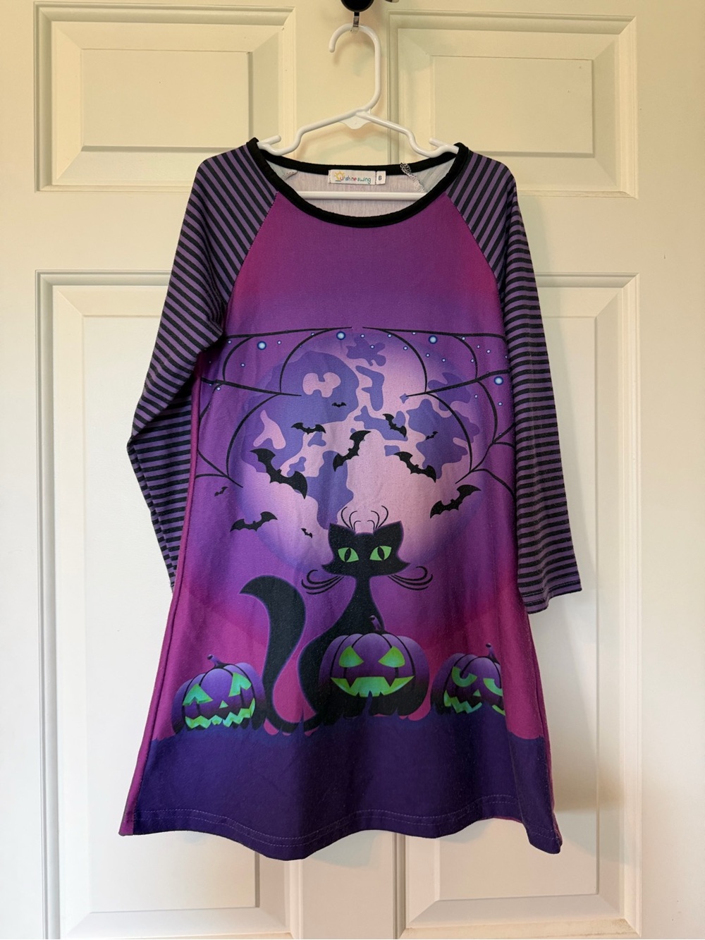 Girls' Purple Halloween Cat Pumpkin Dress